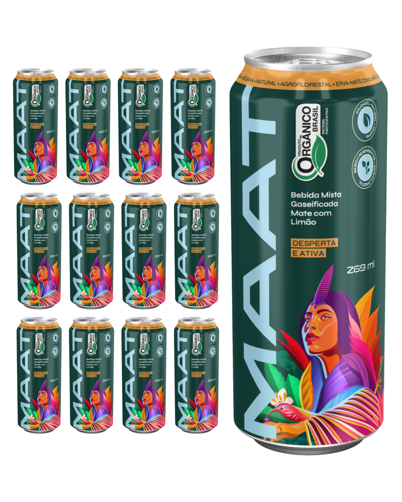 MAAT — Caixa com 12 latas de mate com lim&atilde;o 355ml